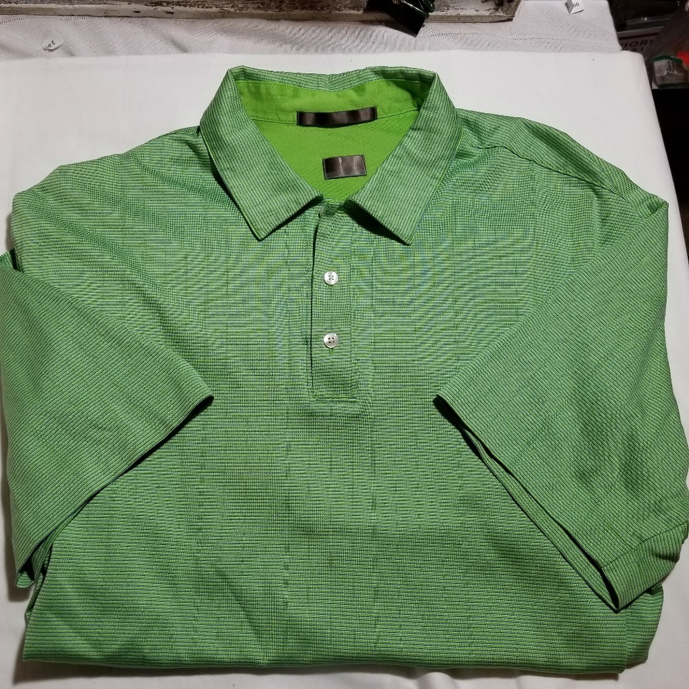 Nike Dry Fit Mens XL Green Striped Polo Shirt